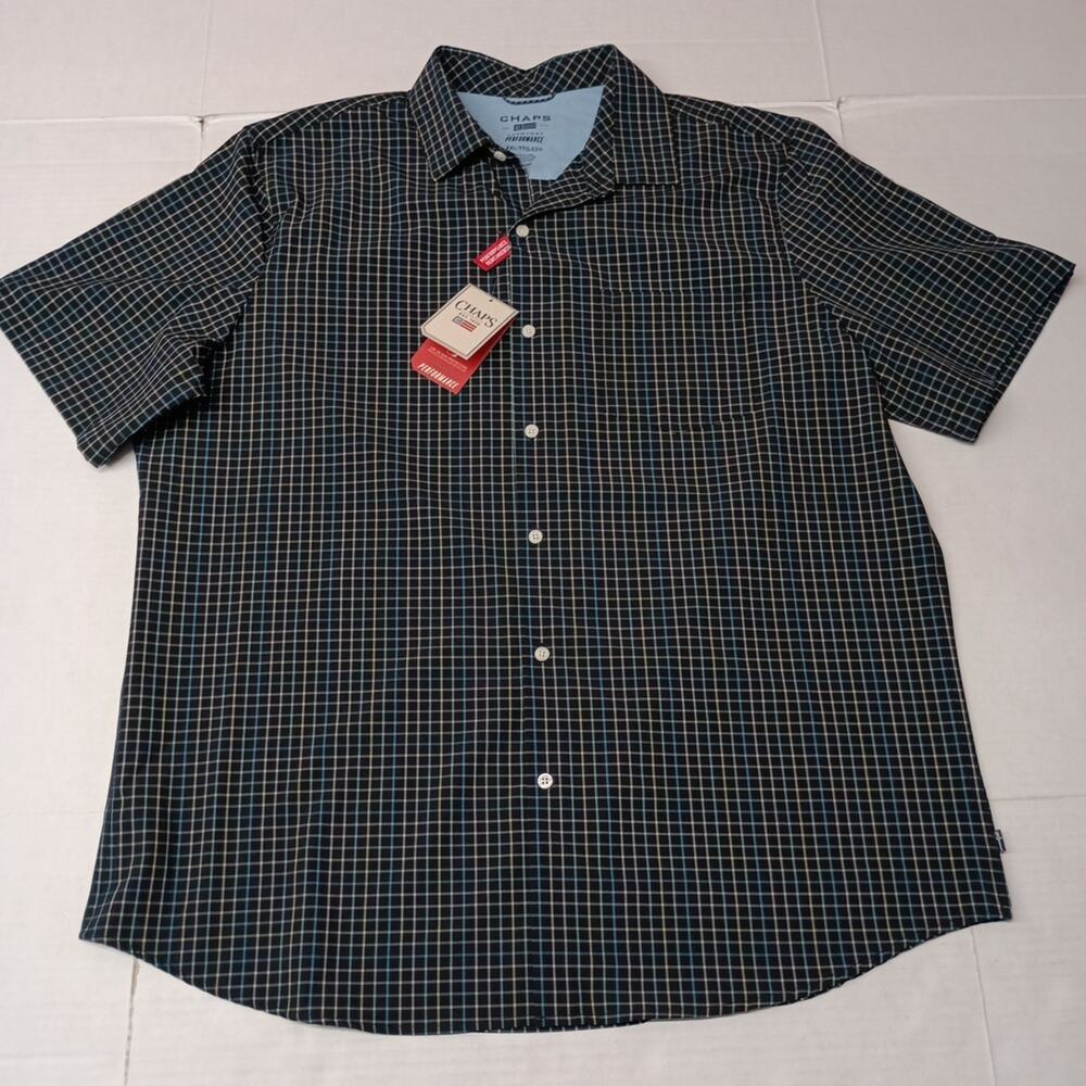 Chaps Performance Woven Shirt Mens Size‎ 2XL Jet Black UPF 50